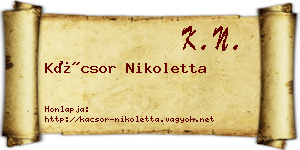 Kácsor Nikoletta névjegykártya