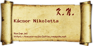 Kácsor Nikoletta névjegykártya