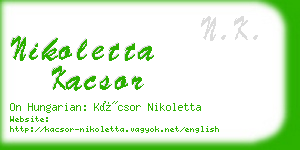 nikoletta kacsor business card